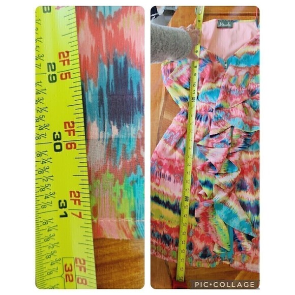 Anthropologie Maude Halter Dress Ruffles Elastic Waist Beach Colorful Flaw - Picture 12 of 12